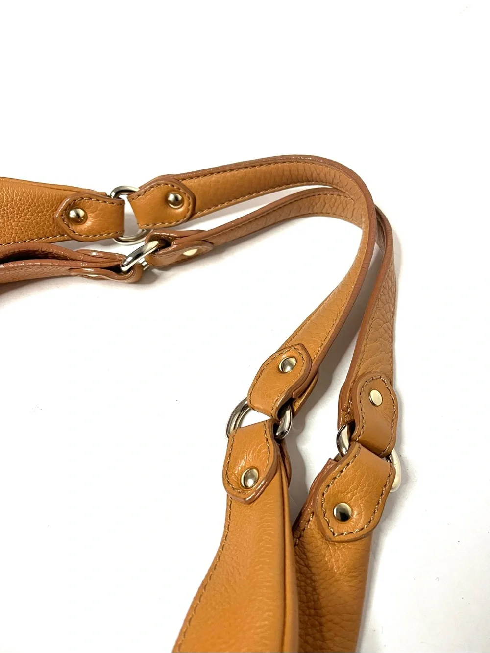 Vintage ST. JOHN Pebbled Leather Hobo Shoulder Bag in Caramel
